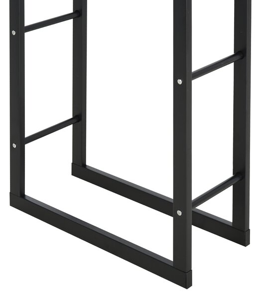 HOMCOM Metal Firewood Log Holder Tall Firewood Rack Indoor Outdoor Fireplace Wood Storage Shelf with Rust-Resistant, Black, 60W x 25D x 100H cm
