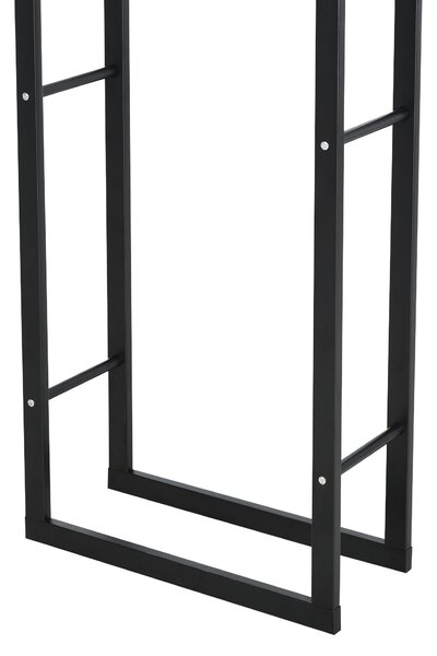 HOMCOM 150cm Tall Metal Firewood Log Holder Rack Double Tier w/ Balanced Base Side Rails Indoor Outdoor Traditional Fireplace Log Storage Cradle