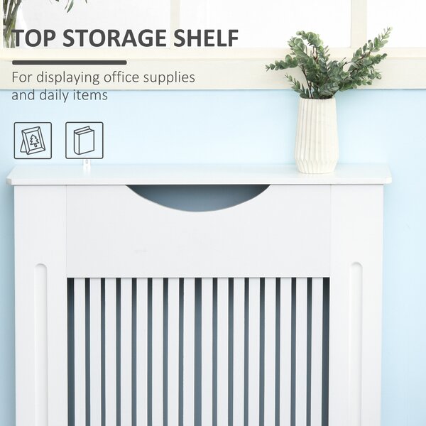 HOMCOM Radiator Cover W/E1 Class 12mm MDF Engineered Wood, 78W x 19D x 80.5Hcm-White