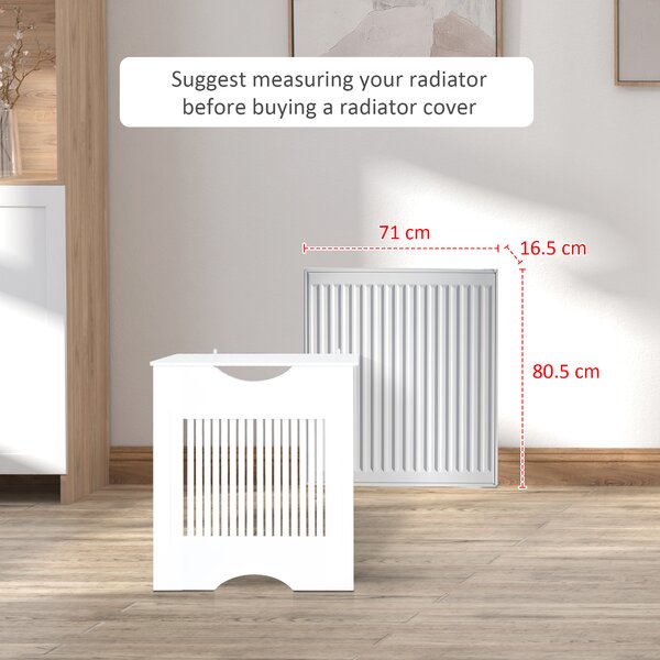 HOMCOM Radiator Cover W/E1 Class 12mm MDF Engineered Wood, 78W x 19D x 80.5Hcm-White