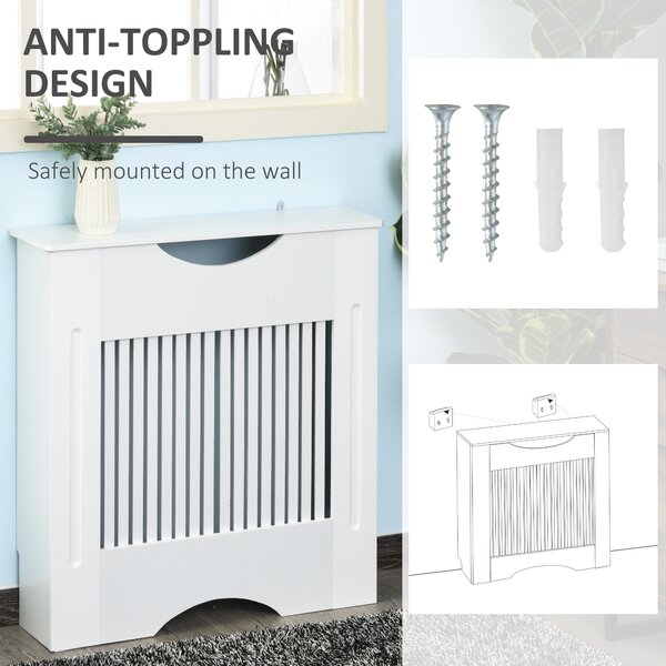HOMCOM Radiator Cover W/E1 Class 12mm MDF Engineered Wood, 78W x 19D x 80.5Hcm-White