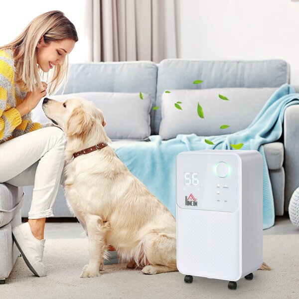 HOMCOM 12L/Day Quiet Low-Energy Dehumidifier w/ 24H Timer for Home Laundry Room Bedroom, Electric Moisture Air Dryer with 4 Modes, white Aosom UK