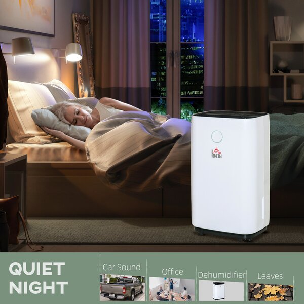 HOMCOM 16L/Day Quiet Dehumidifier for Home Laundry Bedroom Basement, 4000ML Electric Moisture Air De-Humidifier with 3 Modes, White Aosom UK
