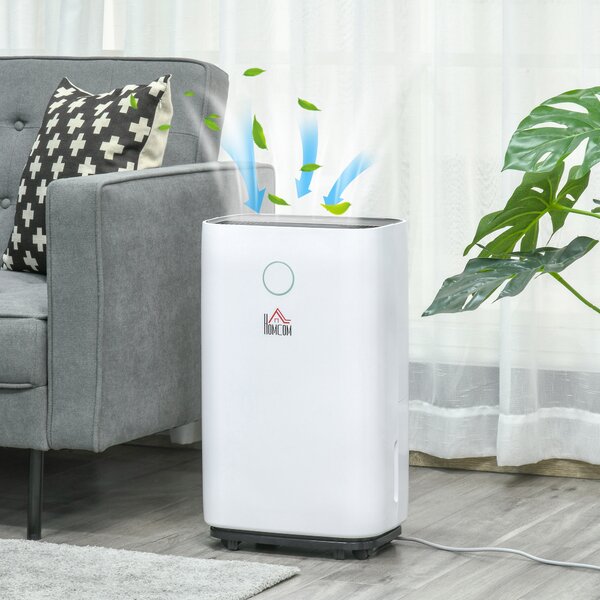 HOMCOM 16L/Day Quiet Dehumidifier for Home Laundry Bedroom Basement, 4000ML Electric Moisture Air De-Humidifier with 3 Modes, White Aosom UK