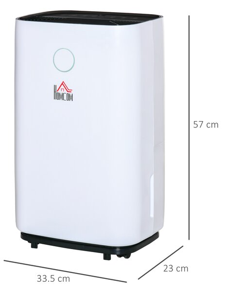 HOMCOM 16L/Day Quiet Dehumidifier for Home Laundry Bedroom Basement, 4000ML Electric Moisture Air De-Humidifier with 3 Modes, White Aosom UK