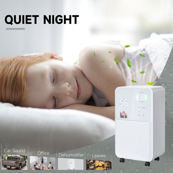HOMCOM 12L/Day Quiet Low-Energy Dehumidifier w/ 24H Timer for Home Laundry Room Bedroom, Electric Moisture Air Dryer with 4 Modes, white Aosom UK