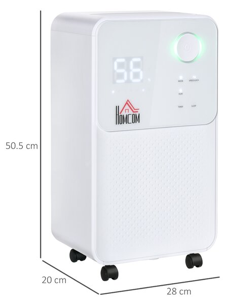 HOMCOM 12L/Day Quiet Low-Energy Dehumidifier w/ 24H Timer for Home Laundry Room Bedroom, Electric Moisture Air Dryer with 4 Modes, white Aosom UK