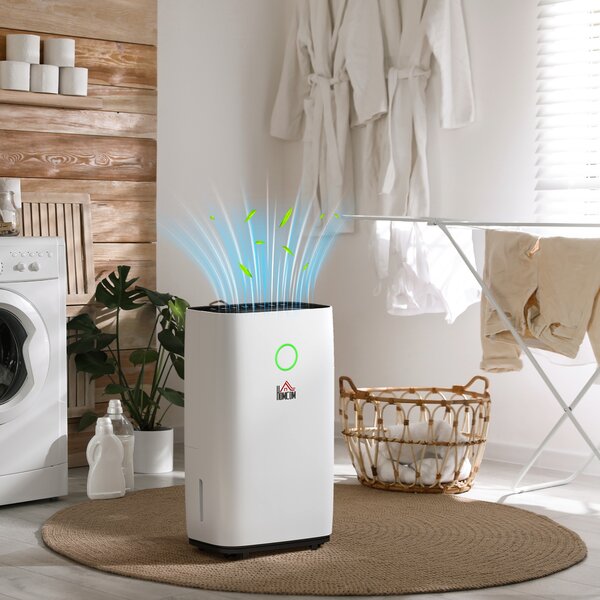 HOMCOM 20L/Day 4000ML Portable Quiet Dehumidifier for Home Laundry Room Bedroom Basement, Electric Moisture Air De-Humidifier with 3 Modes Aosom UK