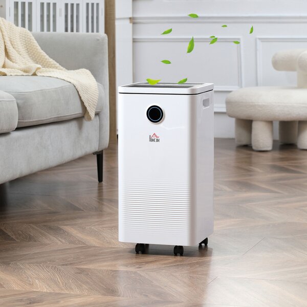 HOMCOM 10L/Day Dehumidifier with 2.5L Water Tank, Intelligent & Sleep Mode, Quiet Compact Dehumidifier for Home Laundry Basement, White Aosom UK