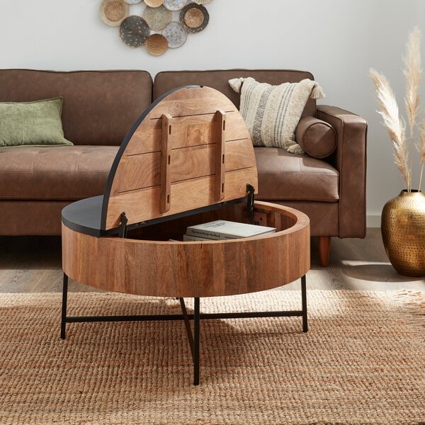 Jaya Round Storage Coffee Table, Mango Wood