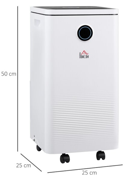 HOMCOM 10L/Day Dehumidifier with 2.5L Water Tank, Intelligent & Sleep Mode, Quiet Compact Dehumidifier for Home Laundry Basement, White Aosom UK