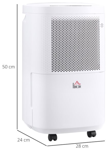 HOMCOM 10L/Day Quiet Low-Energy Dehumidifier with WiFi Smart App Control, Electric Moisture Air Dehumidifier for Home Laundry Basement, White Aosom UK