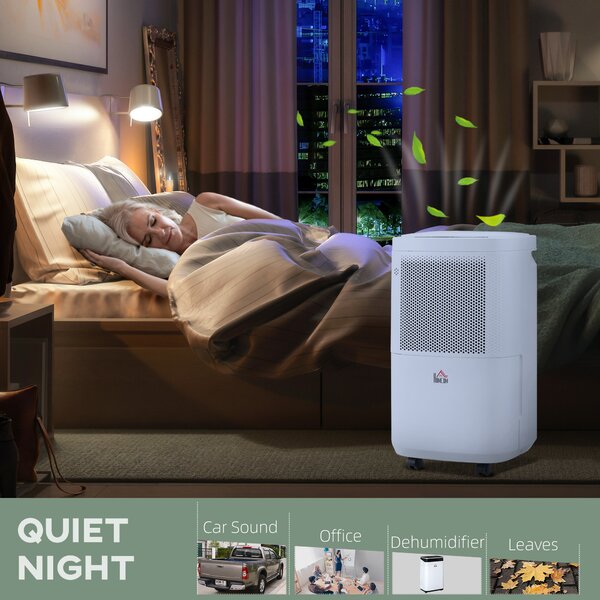 HOMCOM 10L/Day Quiet Low-Energy Dehumidifier with WiFi Smart App Control, Electric Moisture Air Dehumidifier for Home Laundry Basement, White Aosom UK