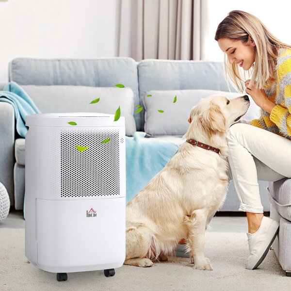 HOMCOM 10L/Day Quiet Low-Energy Dehumidifier with WiFi Smart App Control, Electric Moisture Air Dehumidifier for Home Laundry Basement, White Aosom UK