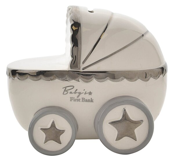 Bambino Ceramic Pram Shaped Money Box