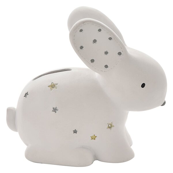 Bambino White Resin Money Box - Rabbit