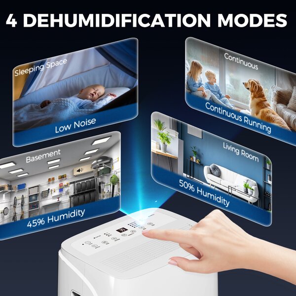 HOMCOM 30L/Day Quiet Dehumidifier w/ Auto-Clean Filter, 4L Water Tank, 24H Timer, Portable Air Dryer for Home Laundry Room Bedroom Basement, White Aosom UK