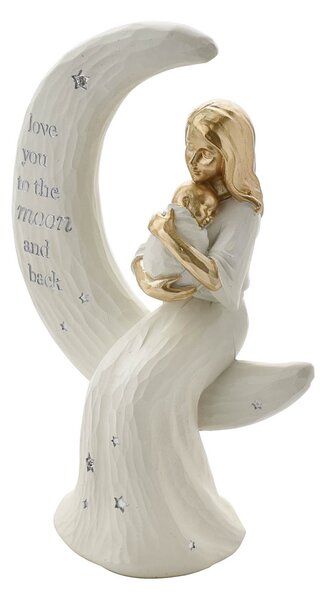 Bambino Mother and Baby Sitting on Moon Figurine "Love You"