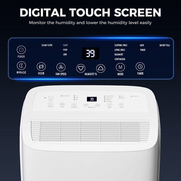 HOMCOM 30L/Day Quiet Dehumidifier w/ Auto-Clean Filter, 4L Water Tank, 24H Timer, Portable Air Dryer for Home Laundry Room Bedroom Basement, White Aosom UK