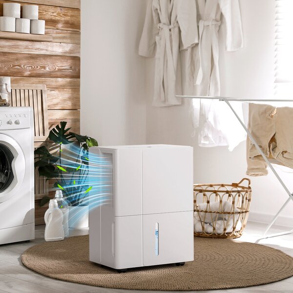 HOMCOM 30L/Day Low-Energy Dehumidifier with 4.7L tank, 24H Timer , Electric Moisture Air De-Humidifier with 2 Speed Modes, White Aosom UK