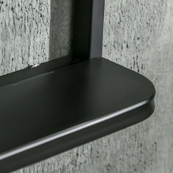 HOMCOM Modern Wall Mirror with Storage Shelf, 86 x 53 cm, Contemporary Design for Bedroom, Living Room, Black Aosom UK
