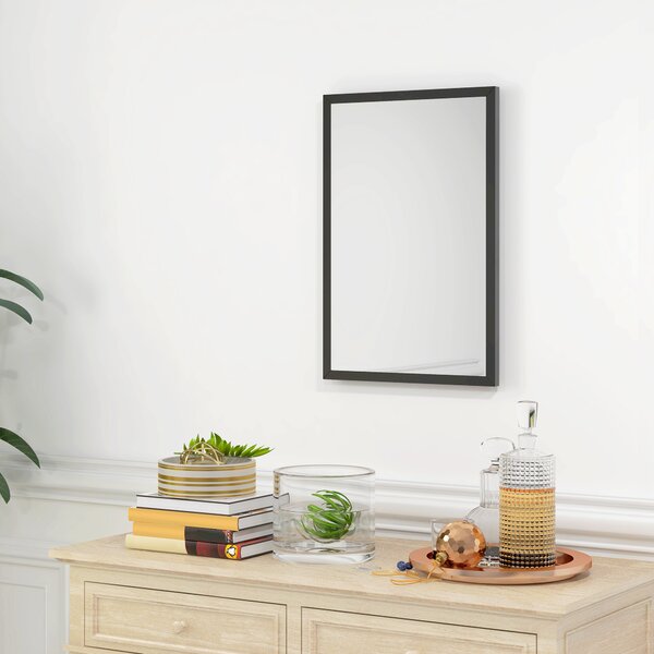 HOMCOM Wall Bathroom Mirror, 60 x 40 cm Wall-Mounted Mirror for Living Room, Bedroom, Hallway, Black Aosom UK