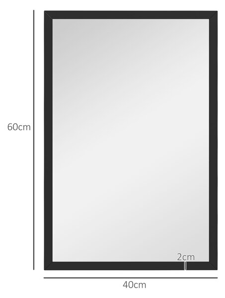 HOMCOM Wall Bathroom Mirror, 60 x 40 cm Wall-Mounted Mirror for Living Room, Bedroom, Hallway, Black Aosom UK