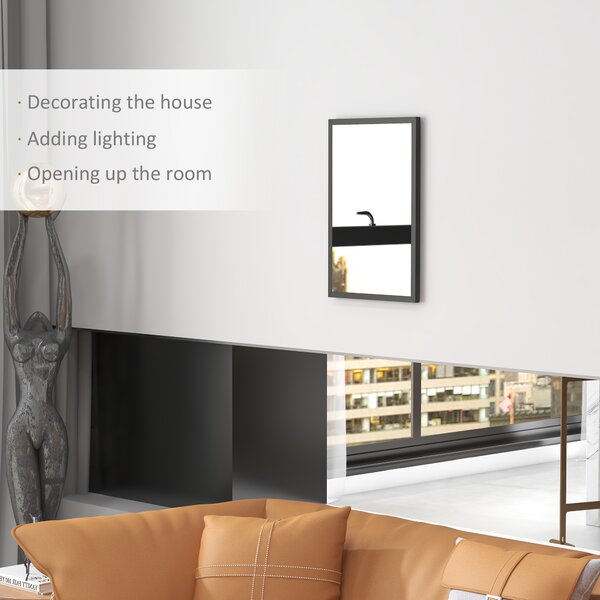 HOMCOM Wall Bathroom Mirror, 60 x 40 cm Wall-Mounted Mirror for Living Room, Bedroom, Hallway, Black Aosom UK