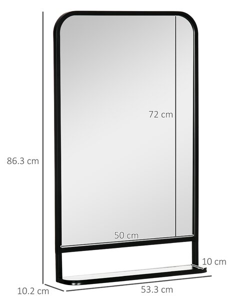 HOMCOM Modern Wall Mirror with Storage Shelf, 86 x 53 cm, Contemporary Design for Bedroom, Living Room, Black Aosom UK