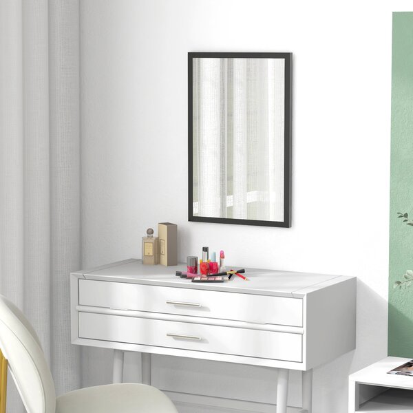 HOMCOM Wall Bathroom Mirror, 60 x 40 cm Wall-Mounted Mirror for Living Room, Bedroom, Hallway, Black Aosom UK