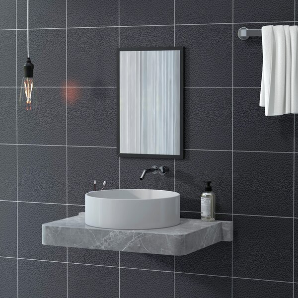 HOMCOM Wall Bathroom Mirror, 60 x 40 cm Wall-Mounted Mirror for Living Room, Bedroom, Hallway, Black Aosom UK