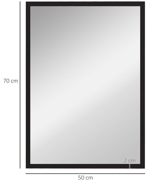 HOMCOM Wall Bathroom Mirror, 70 x 50 cm Wall-Mounted Mirror for Living Room, Bedroom, Hallway, Black Aosom UK