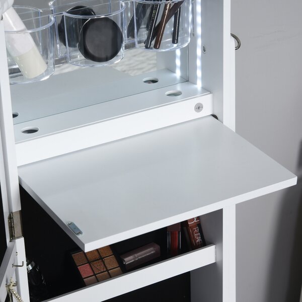 HOMCOM Jewellery Cabinet with LED Light, 2 Mirrors, Drawers, Hooks, Shelves, Make-Up Vanity Dresser, Adjustable, White. Aosom UK