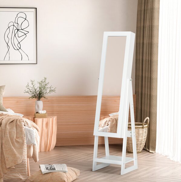 HOMCOM Jewellery Cabinet with LED Light, 2 Mirrors, Drawers, Hooks, Shelves, Make-Up Vanity Dresser, Adjustable, White. Aosom UK