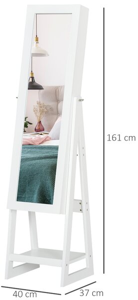 HOMCOM Jewellery Cabinet with LED Light, 2 Mirrors, Drawers, Hooks, Shelves, Make-Up Vanity Dresser, Adjustable, White. Aosom UK