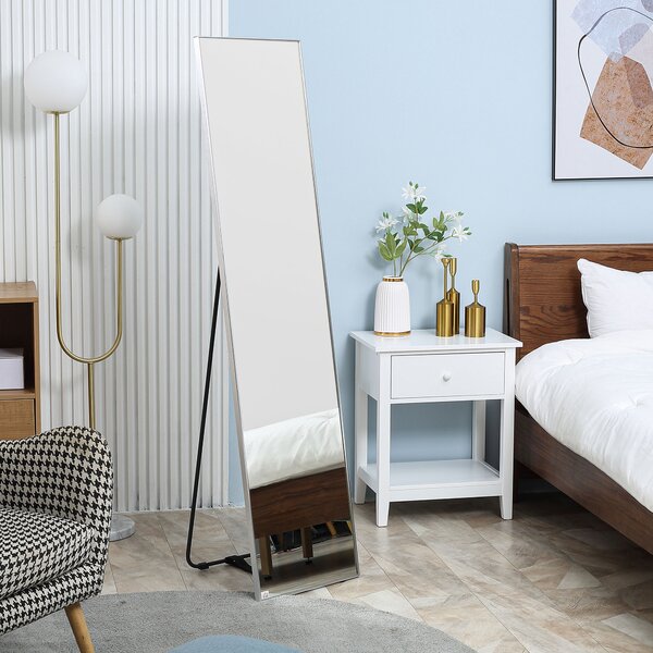 HOMCOM Full Length Wall Mirror w/ Anti-Slip Pads for Bedroom, Hallway or Lounge, 160 x 40 cm, Black Aosom UK