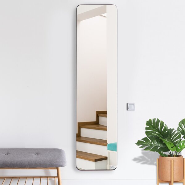 HOMCOM Full Length Mirror, Free Standing or Wall Hanging, Tall Full Body Mirror for Bedroom, Hallway, Black Aosom UK