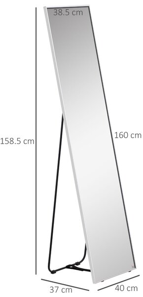 HOMCOM Full Length Wall Mirror w/ Anti-Slip Pads for Bedroom, Hallway or Lounge, 160 x 40 cm, Black Aosom UK