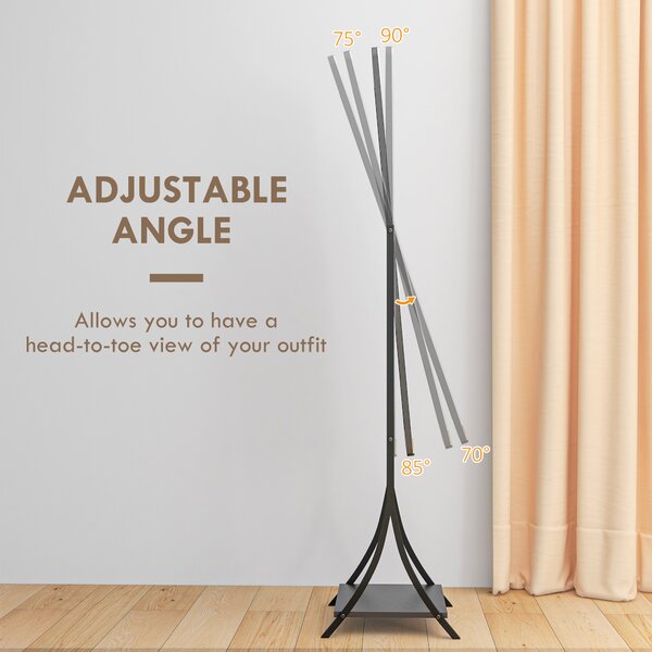 HOMCOM Free Standing Full-Length Mirror with Storage Shelf, Adjustable Angle for Living Room, Bedroom, Hallway Aosom UK