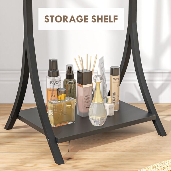 HOMCOM Free Standing Full-Length Mirror with Storage Shelf, Adjustable Angle for Living Room, Bedroom, Hallway Aosom UK