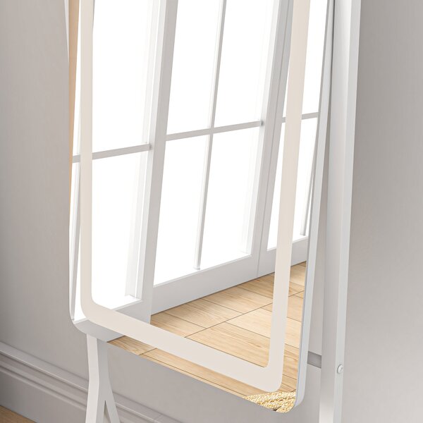 HOMCOM Full Length Dressing Mirror with LED Lights, Adjustable Colour Temperature, Storage Shelf, Ideal for Outfit Checks Aosom UK