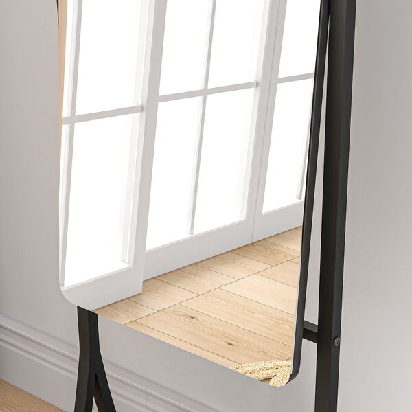 HOMCOM Free Standing Full-Length Mirror with Storage Shelf, Adjustable Angle for Living Room, Bedroom, Hallway Aosom UK