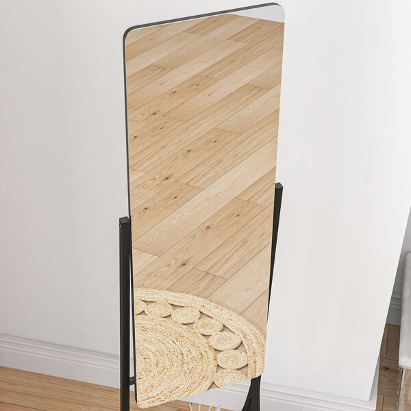 HOMCOM Free Standing Full-Length Mirror with Storage Shelf, Adjustable Angle for Living Room, Bedroom, Hallway Aosom UK