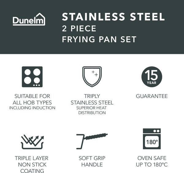 Non-Stick Tri Ply Stainless Steel 2 Piece Frying Pan Set