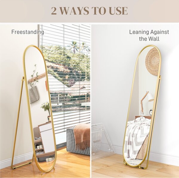 HOMCOM 40 x 160cm Full Length Mirror, Floor Standing, Wall-Mounted or Leaning Against Wall Tall Mirror w/ Support Frame Aosom UK
