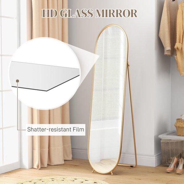 HOMCOM 40 x 160cm Full Length Mirror, Floor Standing, Wall-Mounted or Leaning Against Wall Tall Mirror w/ Support Frame Aosom UK