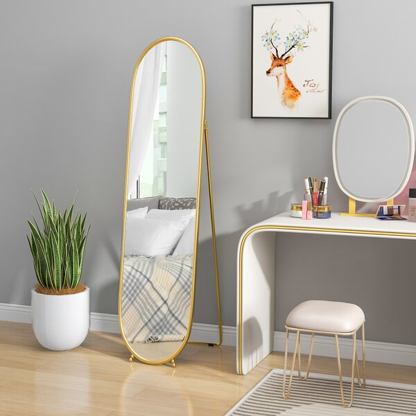 HOMCOM 40 x 160cm Full Length Mirror, Floor Standing, Wall-Mounted or Leaning Against Wall Tall Mirror w/ Support Frame Aosom UK