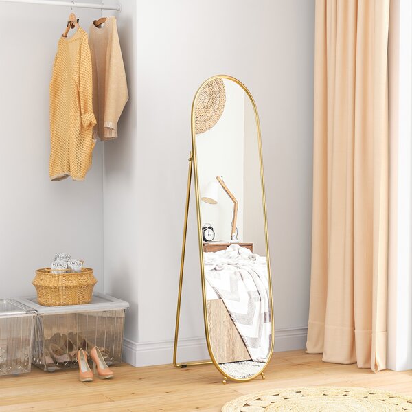 HOMCOM 40 x 160cm Full Length Mirror, Floor Standing, Wall-Mounted or Leaning Against Wall Tall Mirror w/ Support Frame Aosom UK