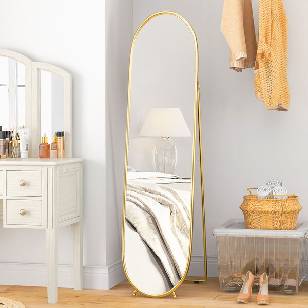 HOMCOM 40 x 160cm Full Length Mirror, Floor Standing, Wall-Mounted or Leaning Against Wall Tall Mirror w/ Support Frame Aosom UK