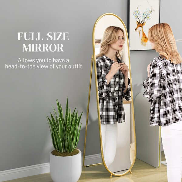HOMCOM 40 x 160cm Full Length Mirror, Floor Standing, Wall-Mounted or Leaning Against Wall Tall Mirror w/ Support Frame Aosom UK
